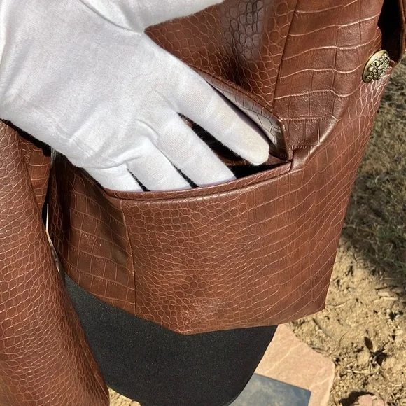 Veronica Beard Croc-Embossed Faux Leather Jacket (Flawed) - Picture 16 of 17